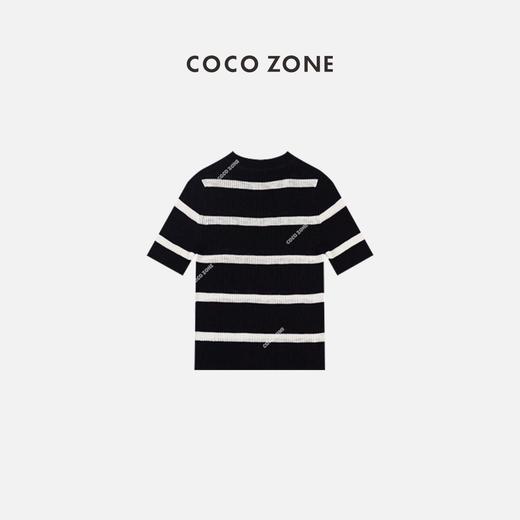 COCO ZONE 春夏新款通勤风圆领针织条纹上衣 23C18957 商品图1