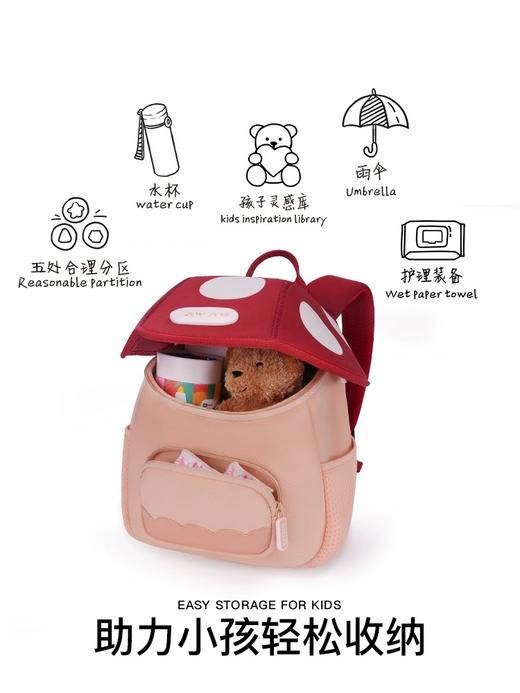 zoyzoi儿童书包🎒幼儿园女孩男孩宝宝双肩女童包包 外出小背包可爱包包  轻盈无压力宝宝背一天都不累！科学减重背负，小孩收纳轻松！ 商品图3