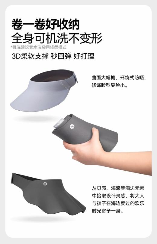 heybetter 防晒帽女士夏季大帽檐太阳帽 可折叠 骑车空顶 成人遮阳帽子、贝壳帽  /  修饰脸型夏季轻软可折叠收纳 商品图8