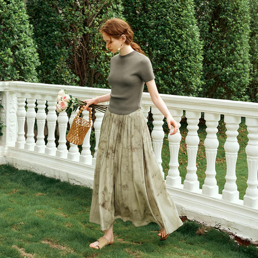 OLrain欧芮儿国风半身裙女夏季2024年新款慵懒感气质印花中长裙 商品图1