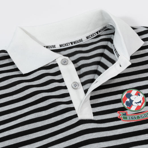 迪士尼【米奇条纹POLO衫】夏季T恤男童经典条纹百搭冰爽短袖上衣HSND24011 商品图6