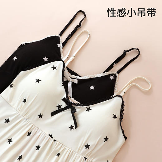 【商场同款】熳洁儿 夏季家居服免穿文胸女士人棉吊带两件套带杯垫甜美24203209 商品图3
