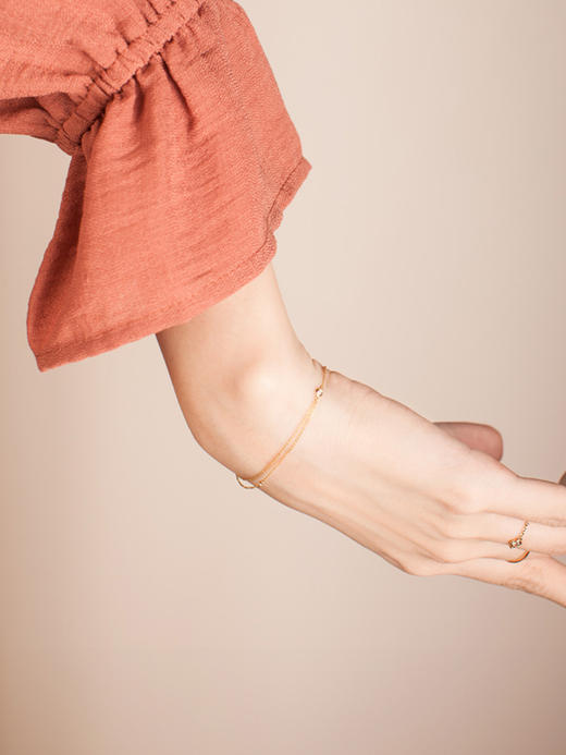 LUCINE 双层钻石手链18k黄金链可调节简约百搭款日式精致 商品图2