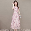 印花雪纺修身时尚连衣裙，荷叶边V领短袖洋气休闲A字裙QYM-XQD-54B2423-L 商品缩略图0