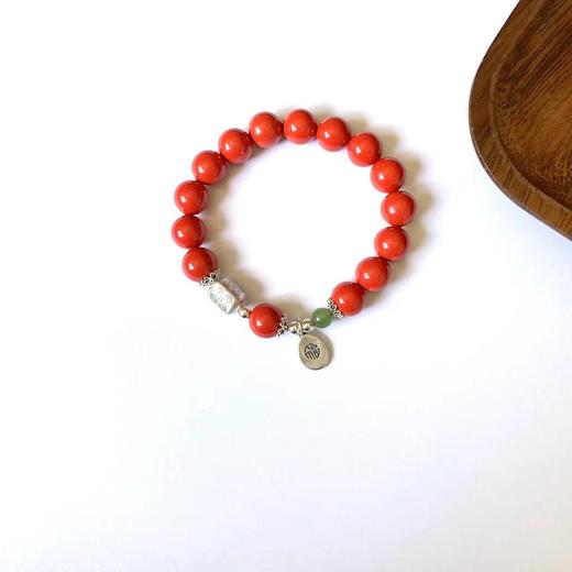 女款红砂平安是福银饰手链直径10毫米 饰品美物 商品图2