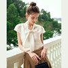 OLrain欧芮儿法式杏色衬衫女夏季2024年新款通勤百搭蝴蝶结雪纺衫 商品缩略图1