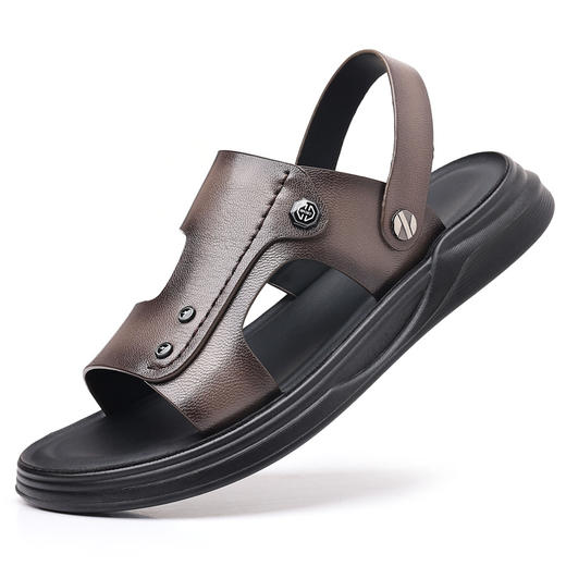 夏季【男士凉鞋真皮男款】透气休闲沙滩鞋 皮凉拖外穿拖鞋男鞋 父亲节节日礼物 商品图4