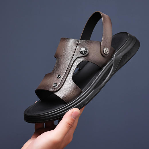 夏季【男士凉鞋真皮男款】透气休闲沙滩鞋 皮凉拖外穿拖鞋男鞋 父亲节节日礼物 商品图5