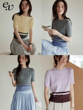 【少量现货】Even Vintage|高品质面料 定制手缝标精致小圆领绞花纹理短袖上衣