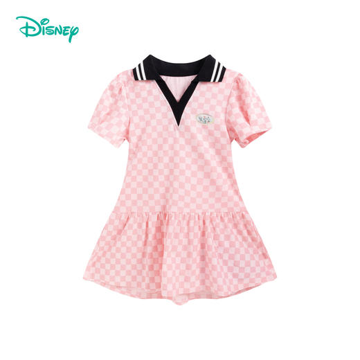 迪士尼【凉爽透气&翻领运动裙】女童连衣裙夏季儿童学院风清凉格纹裙子232DQ0253 商品图3
