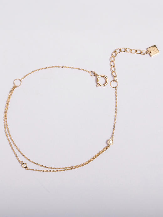 LUCINE 双层钻石手链18k黄金链可调节简约百搭款日式精致 商品图4
