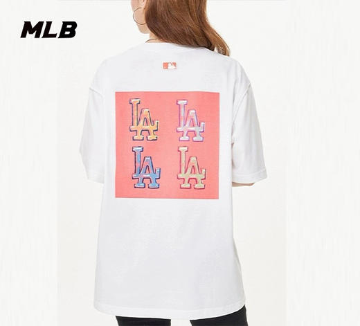 MLB男女情侣艺术印花logo运动撞色T恤百搭23春夏新款3ATSL0233 商品图2