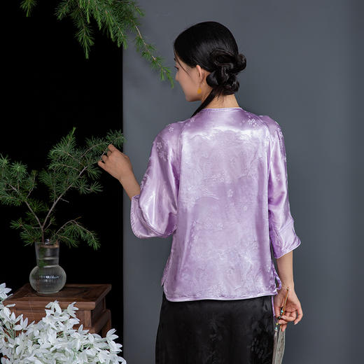 2024年春夏新中式国风提花国风短袖斜襟上衣XFV246166 商品图3