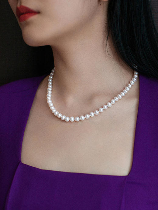 LUCINE鹿鸣 珍珠项链天然淡水白经典百搭锁骨女款送妈妈新年礼物 商品图0