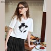 OLrain欧芮儿时尚短袖T恤女夏季2024新款时尚通勤蝴蝶绣缝珠上衣 商品缩略图0