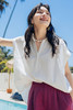 绽放旅行女装342朵/2024夏季新款白色宽松翻领连身袖棉麻衬衫 商品缩略图5