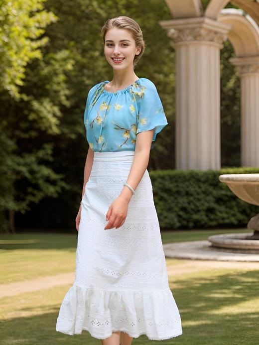 破刀A摆蕾丝边长半裙 商品图0