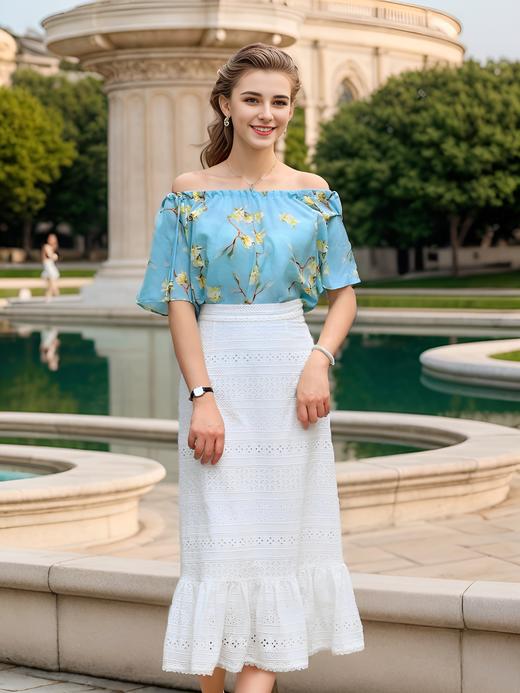 破刀A摆蕾丝边长半裙 商品图1