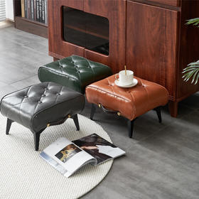 品质好货】Trees&wind复古仿油蜡皮软包坐凳