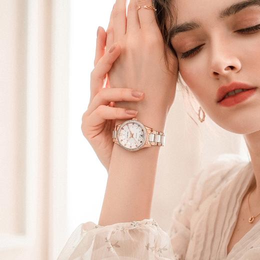 罗宾尼（LOBINNI） 【情人节礼物送女友】手表女士机械表小绿表镶钻简约时尚气质女表防水2016L 【优雅气质】红金壳白面玫针钢带 商品图2