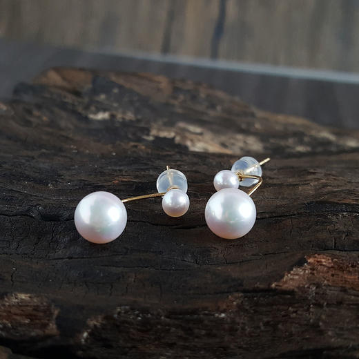 【天然正品】约7.8MM天然近无暇珍珠AU750玫瑰金耳环20.1*7.8*7.8MM（皆取最大值） 141023XY14特价 商品图4