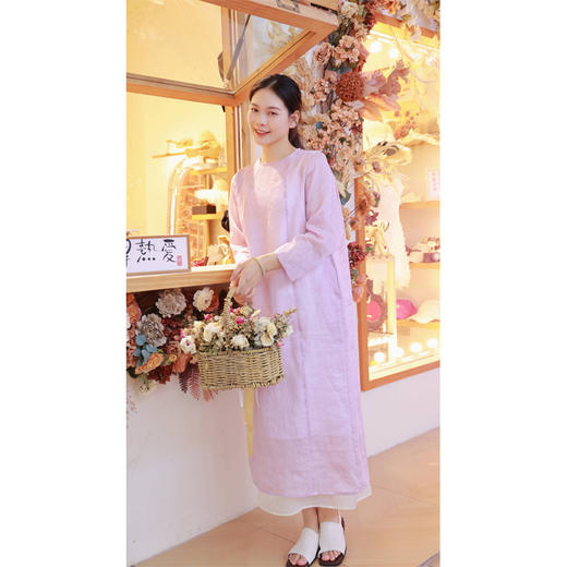 【抖音专属】含香圆领连衣裙（24707540莲红） 商品图3