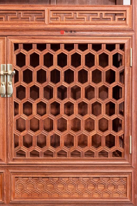 红桥红  家具严选  缅甸花梨（大果紫檀）【188 龟背纹亮格柜】 商品图5