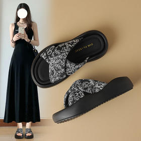 ZHR厚底拖鞋2024夏季新款中式松糕鞋防滑轻便配裙子休闲沙滩女鞋