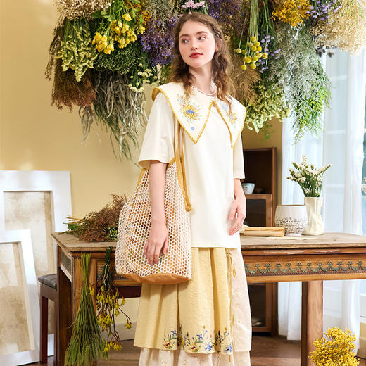 两三事梵高文艺 闲织春愿 2024夏季新款时尚双层镂空印花单肩包女 商品图1