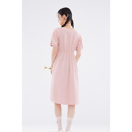 【严选】诗凡黎方领粉色连衣裙2024夏新款流行漂亮好看小众设计气质裙子女SF6191561 商品图4