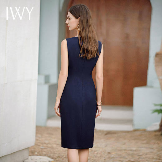 IWY/西装职业连衣裙女无袖内搭背心裙通勤藏青色显瘦中配西装Q1077 商品图4