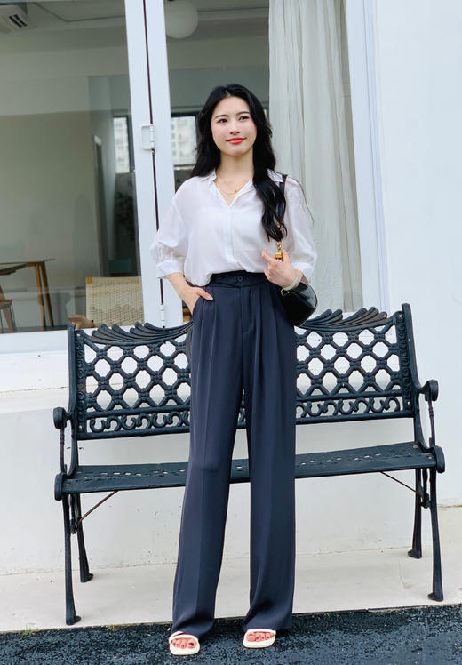 【百图lulu定制】【轻装裤】高腰 直筒 垂顺 直筒休闲裤 商品图13