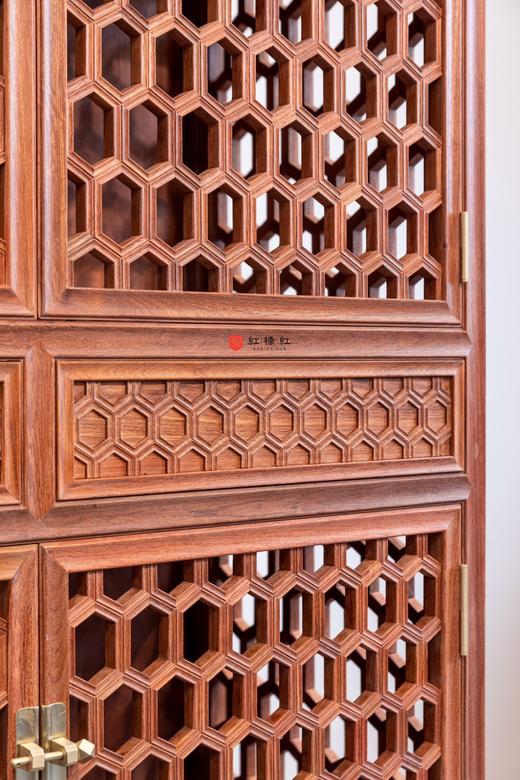 红桥红  家具严选  缅甸花梨（大果紫檀）【188 龟背纹亮格柜】 商品图7