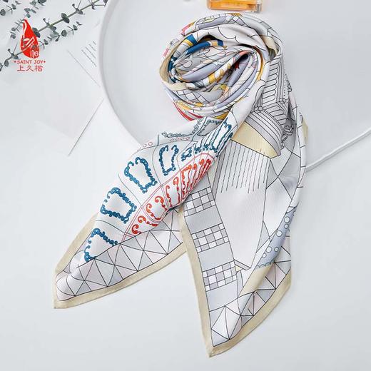 SAINTJOY/上久楷真丝方巾 双面印花真丝方巾  浪漫音符 FJS24022 商品图7