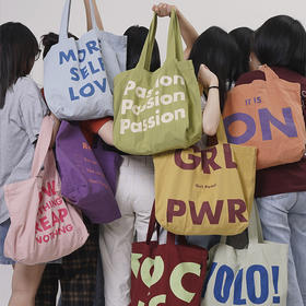 【趁早文创】趁早有态度水洗棉帆布包时尚简约百搭语录大容量单肩手提斜挎包托特包