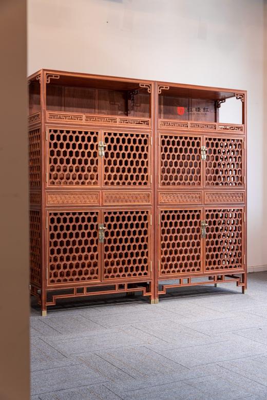 红桥红  家具严选  缅甸花梨（大果紫檀）【188 龟背纹亮格柜】 商品图1