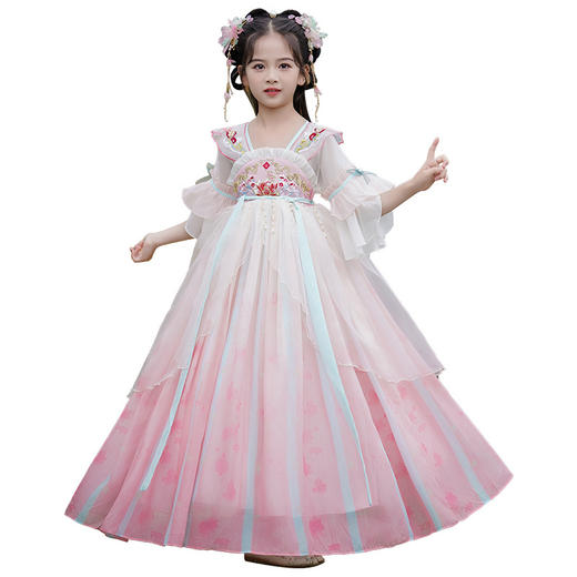 女童古装汉服夏款超仙中国风唐装刺绣公主裙LS-23P2318 商品图4