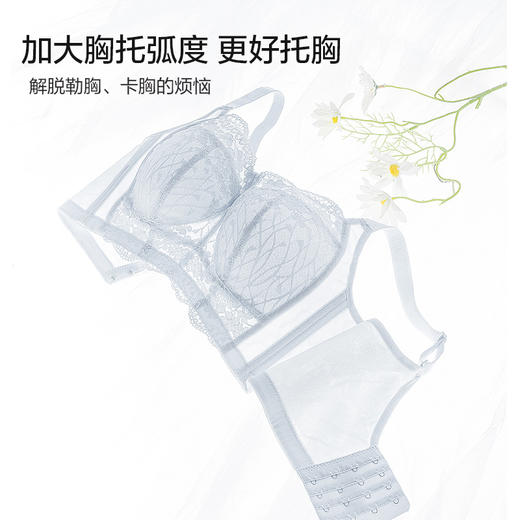 幸运四叶草薄款文胸 大胸显小无钢圈 夏日轻薄全罩杯 舒适包容显小立挺 加高侧翼加宽隐形背扣 软骨侧翼唯美蕾丝 商品图3