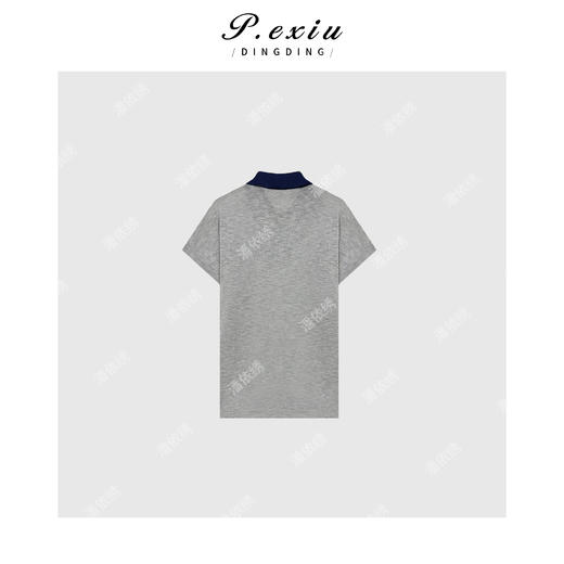 03-3潘依绣丁丁宠粉PanYiXiu/潘依绣人丝撞色翻领极简风通勤百搭短袖T恤 ZZ0555 商品图2