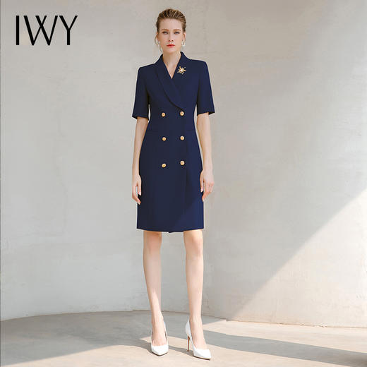 IWY/气质售楼部短袖西装连衣裙女显瘦职业裙装律师上班通勤工作裙Q14268 商品图1