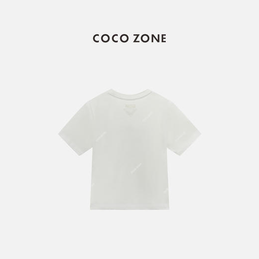 COCO ZONE 刘一一棉桑蚕丝混纺字母印花拼色短袖T恤 CC1B1324 商品图0