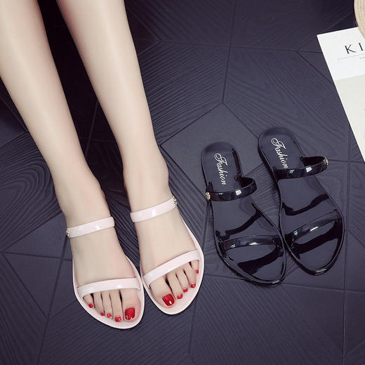 【时尚必备，美腿利器】夏日新品，2024新款pvc果冻鞋拖鞋女，时尚设计，轻盈舒适，防滑耐磨，一字拖凉鞋，漫步沙滩如履平地。高显瘦气质，适用多场合穿搭，爆款热卖中！ 商品图2