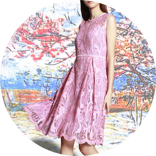 【伯妮斯茵】162S259--粉色连衣裙--盛开的桃花--《生命之美-梵高的花园》 商品图6