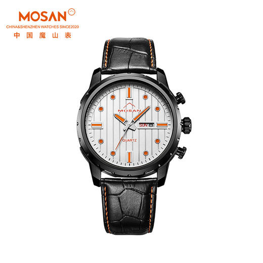 魔山（MOSAN）经典复古时尚石英表男士手表MS00771/MS00772 白面黑带石英表 45mm 商品图0