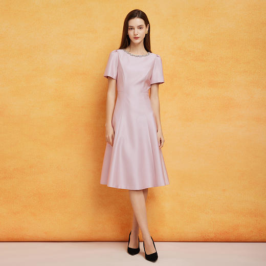 PF8C4斯尔丽2024新款法式优雅丝毛小礼服收腰放摆显高显瘦浪漫连衣裙 商品图3