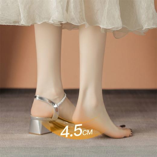 ZHR洋气超软水钻凉鞋女2024新款夏季一脚蹬粗跟两穿高跟鞋女外穿 商品图5