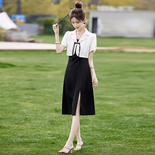 新中式盘扣短袖吊带连衣裙两件套MLJL88076 商品图3