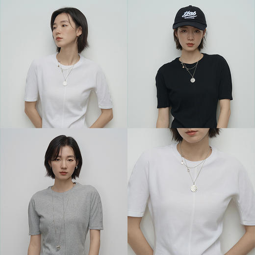 UMILAB【晴天】时髦修身 立裁分割线极简连袖显瘦百搭T恤T673W 商品图0
