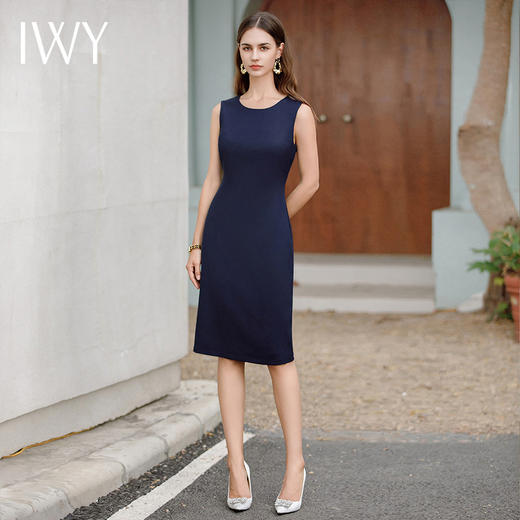 IWY/西装职业连衣裙女无袖内搭背心裙通勤藏青色显瘦中配西装Q1077 商品图1