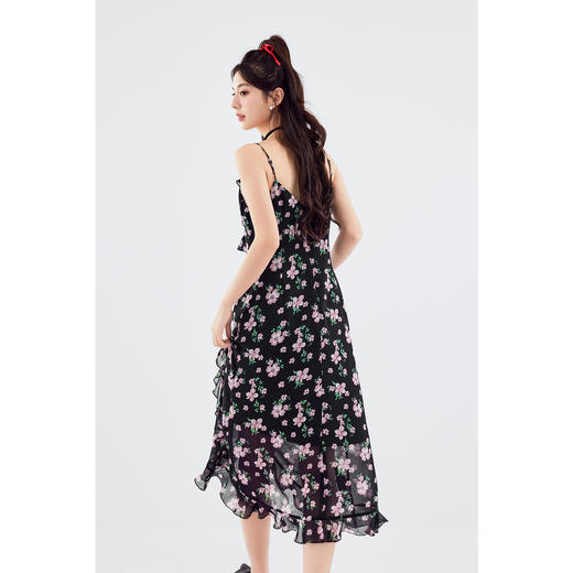 【严选】诗凡黎连衣裙吊带裙子女2024春夏新款碎花印花浪漫荷叶边温柔SF5491681 商品图4